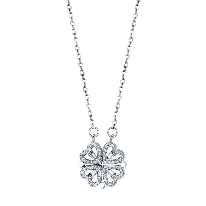 Clover Hearts Necklace - Zilver