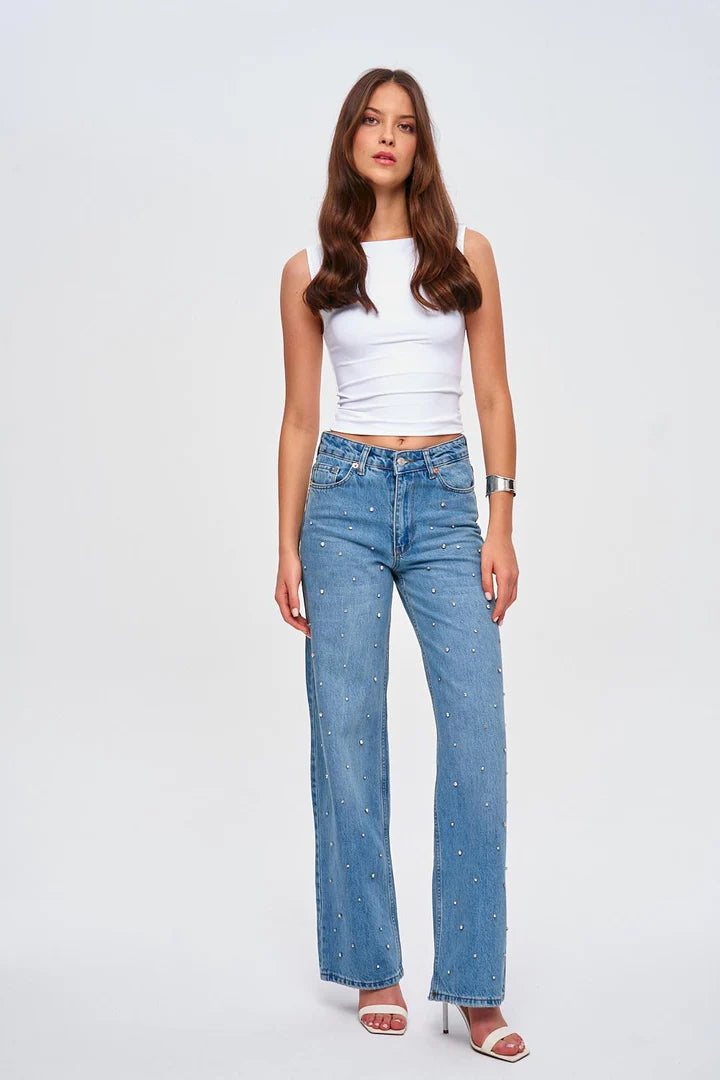 Wide Leg Pearl Jeans